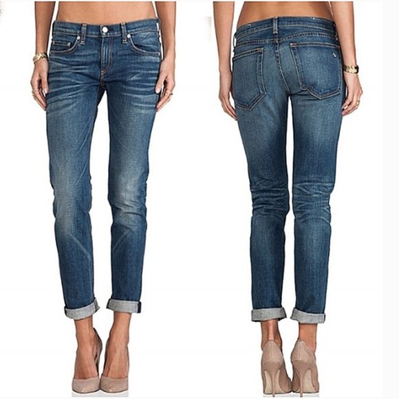 rag & bone Denim - Rag & Bone Jeans Womens Sz 25 NEW The Dre Boyfriend Lowrise Bradford Blue Denim